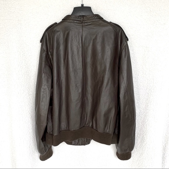 ‘80s Members Only leather bomber/racer jacket, dark chocolate brown - Picture 2 of 6